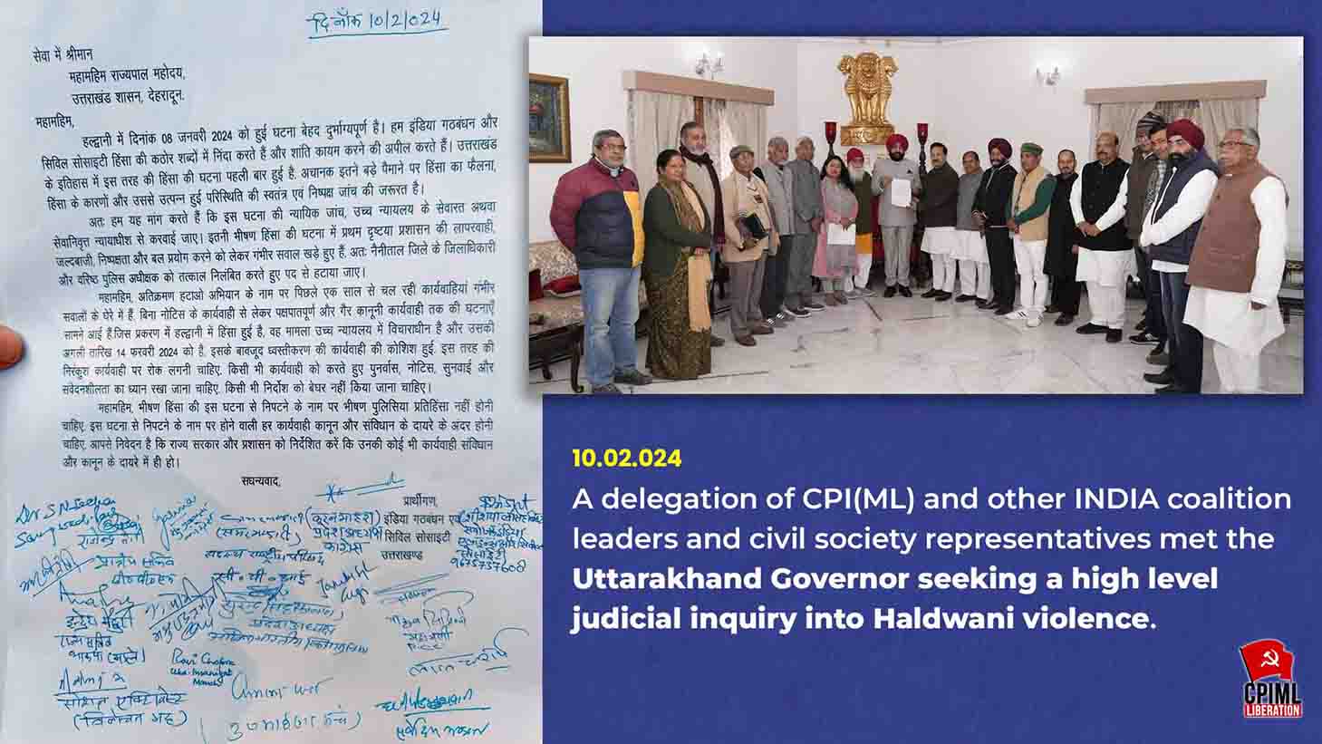 Haldwani Violence | CPIML and other INDIA Coalition Leaders Meets Uttarakhand Governor
